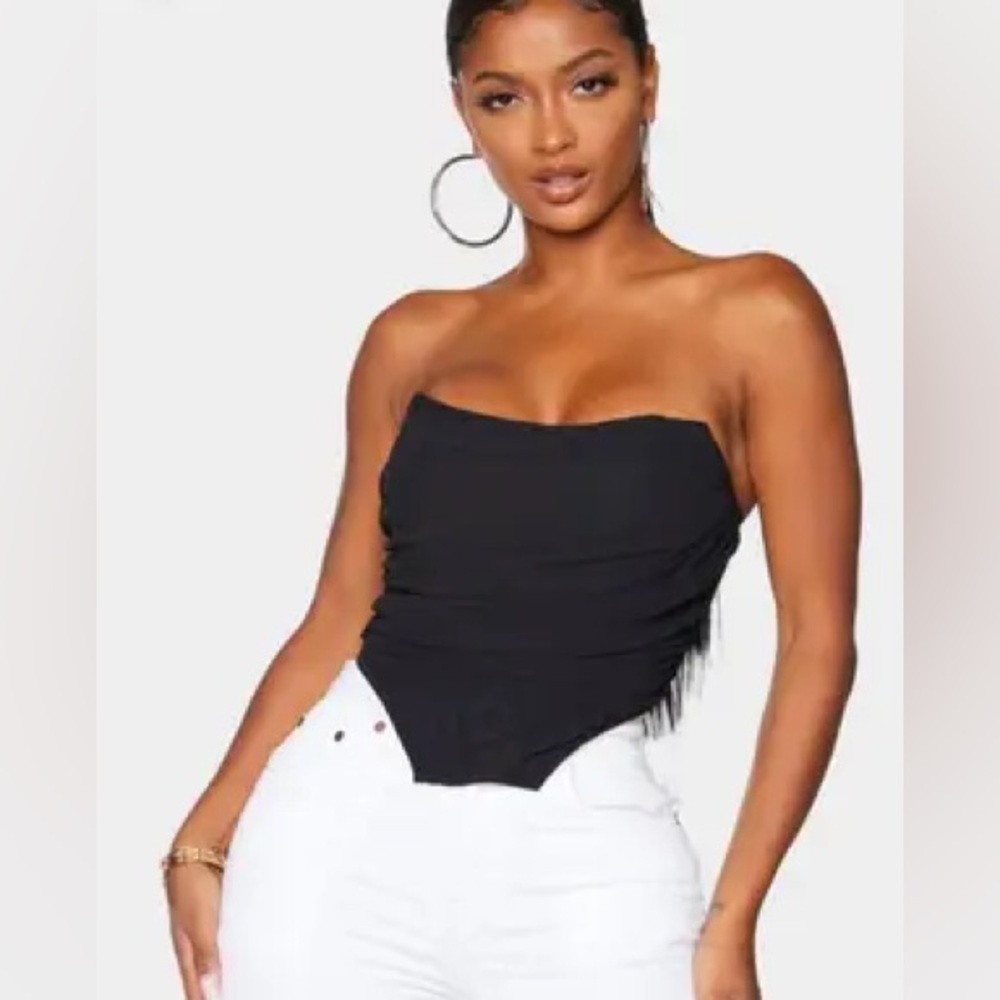 Pretty little thing PLT black chiffon ruched corset top